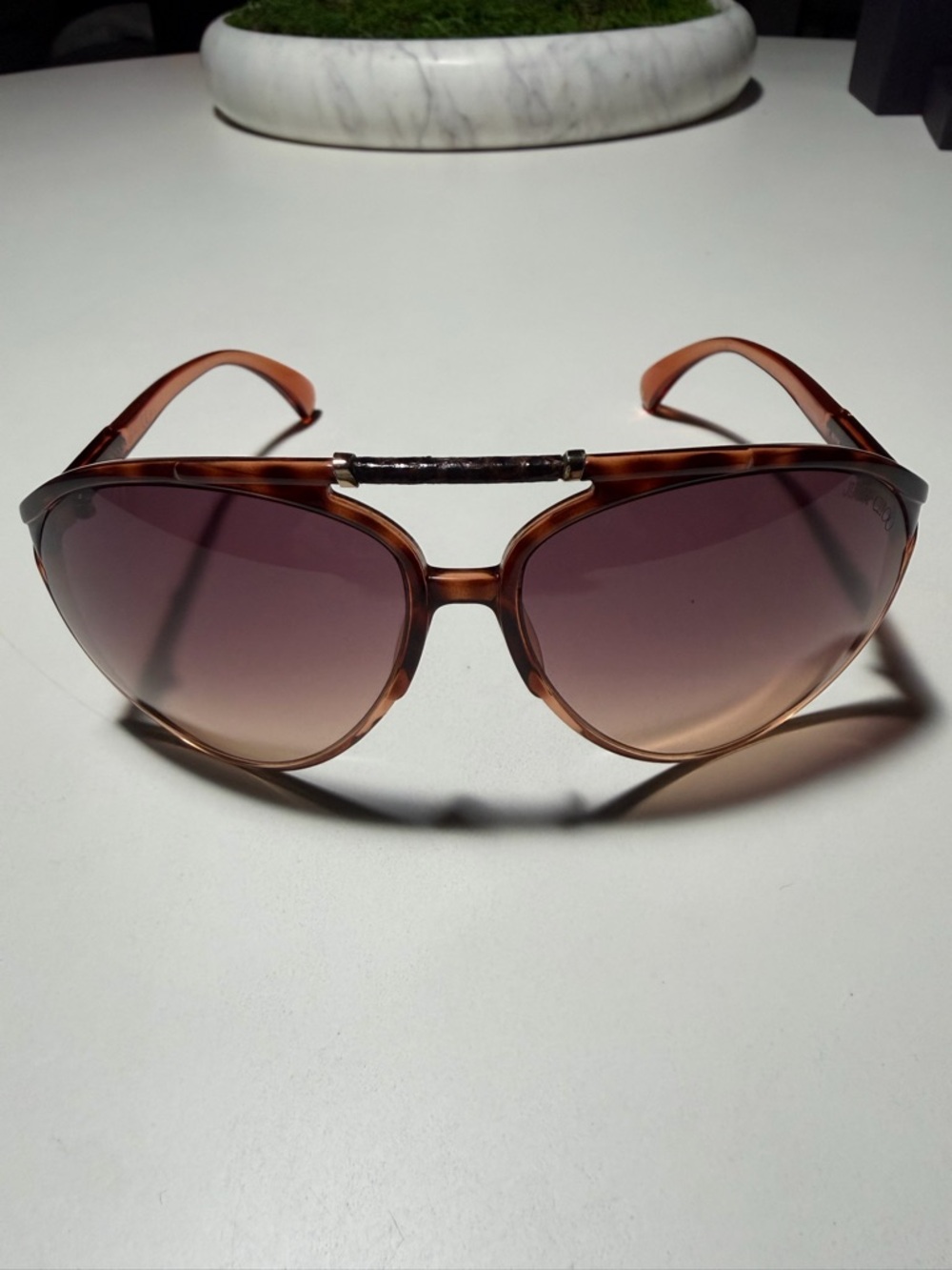 Jimmy Choo Aster/S Oversized Aviator Sunglasses Havana Orange / Orange Gradient